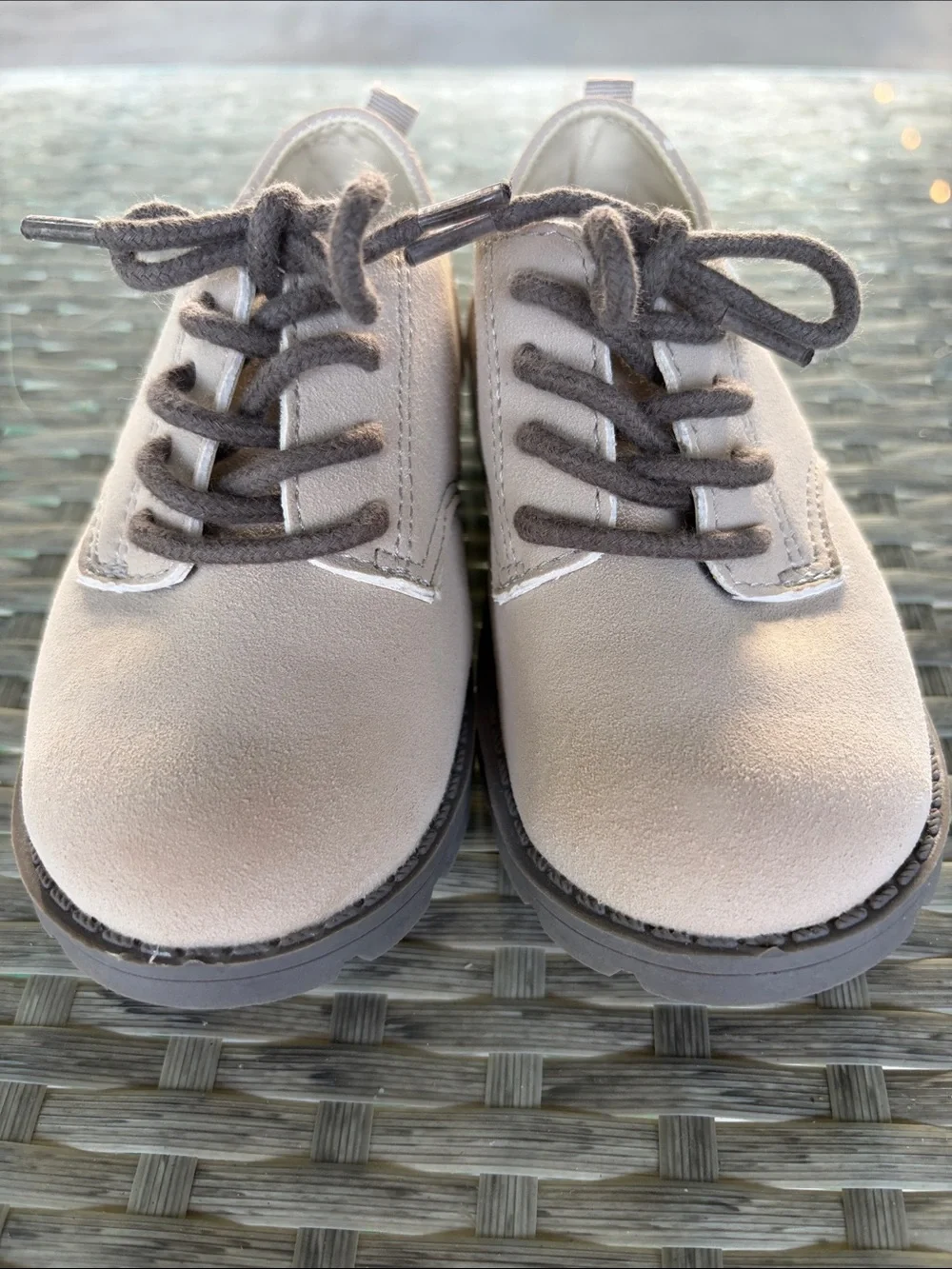 Gymboree Toddler Suede Oxford Dress Shoe Light Tan Soft Nubuck Finish Size 1